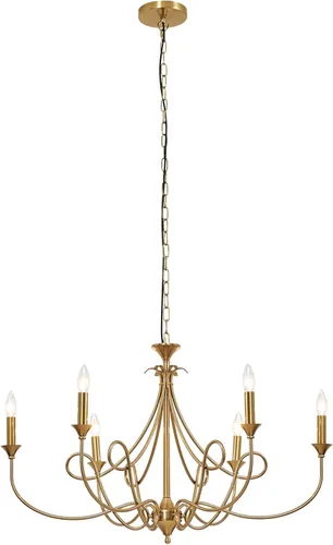 Miniatura 8 de Candelabro Moderno de 6 Luces 36.6" Candelabros de Vela de Latón Lámpara Colgante de Metal Dorado para Comedor, Sala de Estar, Isla de Cocina