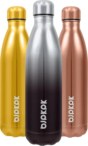 Miniatura 66 de BJPKPK Botellas de agua de acero inoxidable con aislamiento de 17 onzas, mantiene el frío y el calor, brillante oro rosa Oro rosa brillante