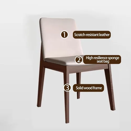 Miniatura 6 de Sillas de comedor tapizadas gruesas, sillas de cocina modernas de madera sólida, sillas de comedor tapizadas de cuero con marco minimalista, muebles