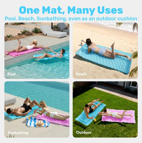 Miniatura 6 de SLOOSH Inflatable Pool Floats Raft,Floating Lounge for Adults,64x32 inch Swimming Mat Pool Mattress with Headrest,2 Pieces Float Air Mat for Summer