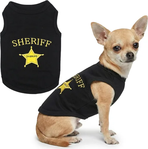 Miniatura 25 de Camiseta para Perro Parisian Pet - Camiseta Bordada FBI - 100% Algodón, Ropa Transpirable para Perros - Chaleco para Mascotas Sin Mangas - Camisas