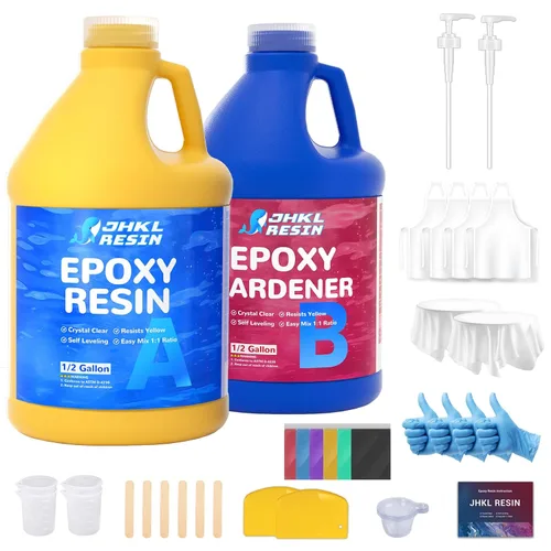 Kit de resina epoxi JHKL RESIN 1 galón transparente, sin burbujas y sin amarillamiento para fundición y recubrimiento, para mesa, resina epoxi para