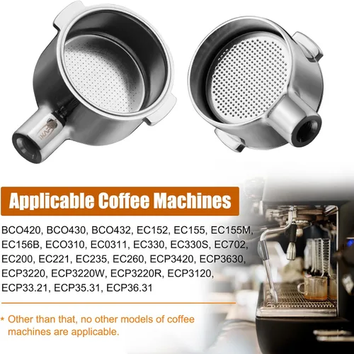 Miniatura 2 de IKAPE Portafiltro de 2.008 in sin fondo, 2 orejas de café sin fondo con cesta de filtro, fabricado en madera natural, compatible con máquina de café