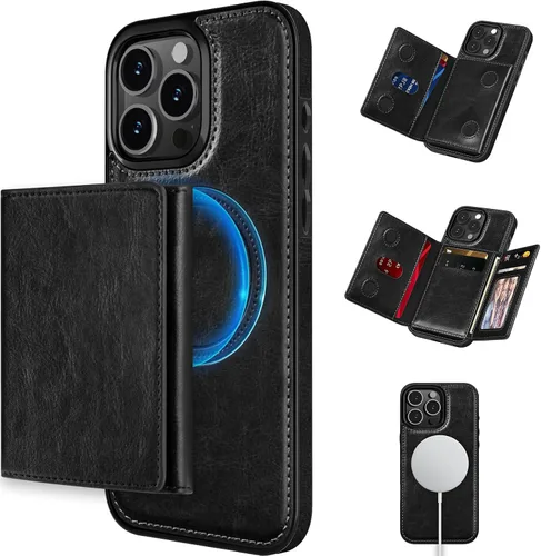 Miniatura 11 de LOHASIC Funda tipo cartera para iPhone 12 Pro Max, soporte para 6 tarjetas, parte trasera magnética desmontable, compatible con Mag-Safe, funda
