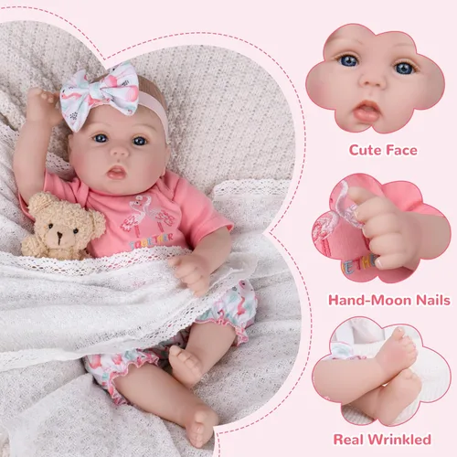 Miniatura 3 de Muñecas realistas de bebé recién nacido, 18 pulgadas, sensación de bebé real, muñecas de bebé recién nacidas, adorables muñecas de bebé de la vida