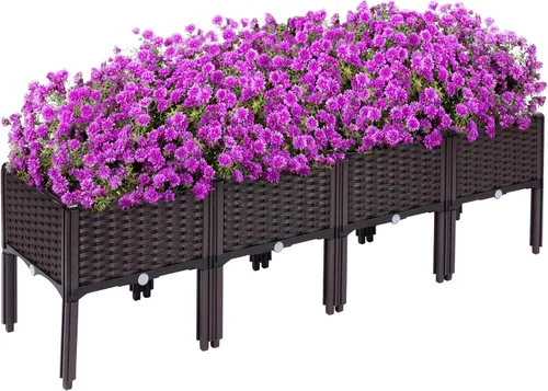 Miniatura 10 de Kalolary 2 juegos de cama de jardín elevada con patas, cajas de plantas de patio, flores vegetales, contenedor elevado para plantas