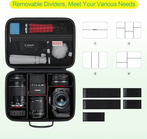 Miniatura 3 de BOVKE Funda de transporte para cámaras Canon EOS Rebel T7 / R50 / R6 Mark II / R100, estuche de almacenamiento para cámaras Canon, Sony, Nikon DSLR