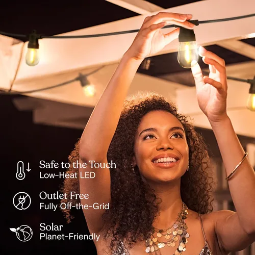 Miniatura 3 de Brightech Ambience Pro - Guirnalda de luces LED impermeables para exteriores con energía solar – Luces de patio de grado comercial con bombillas