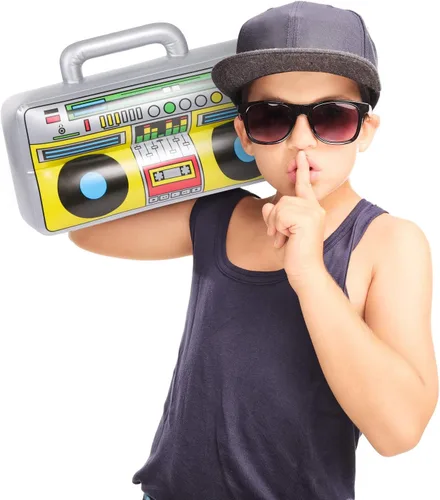 Miniatura 6 de 6 piezas inflables Boombox – Suministros de fiesta de los años 80 y 90 decoraciones inflables Boom – raperos Hip Hop B-niños accesorios de disfraz