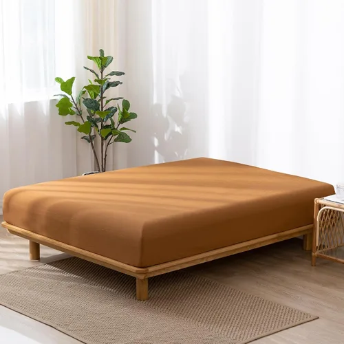 Miniatura 3 de MooMee Sábana bajera ajustable de solo 100% algodón lavado con textura parecida al lino, transpirable, duradera, suave, cómoda, bolsillo profundo