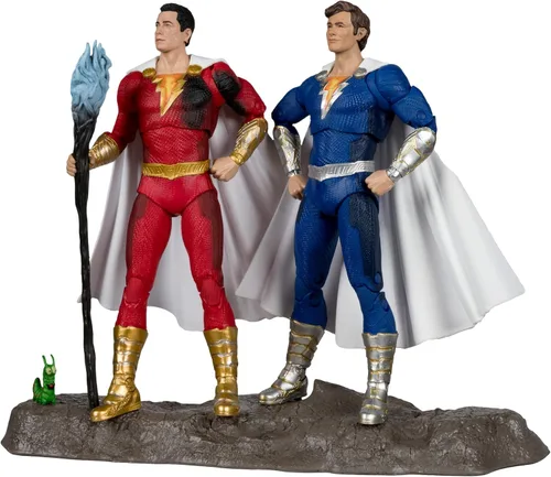 McFarlane Toys - DC Multiverse Shazam & Freddy Freeman - Juego de 2 figuras de acción de 7 pulgadas, etiqueta dorada, exclusiva de Amazon
