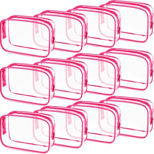Miniatura 11 de Weewooday 12 piezas bolsas transparentes para maquillaje, bolsas de almacenamiento de cosméticos, estuches de PVC con cremallera, bolsas de viaje