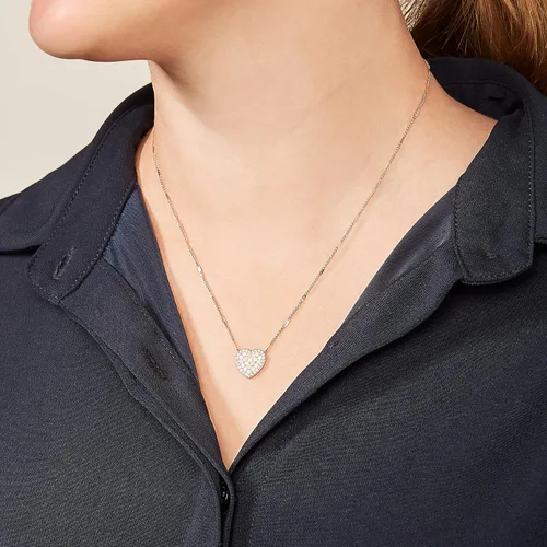 Miniatura 3 de Fossil collar con dije de acero inoxidable en tono rosa dorado para mujer
