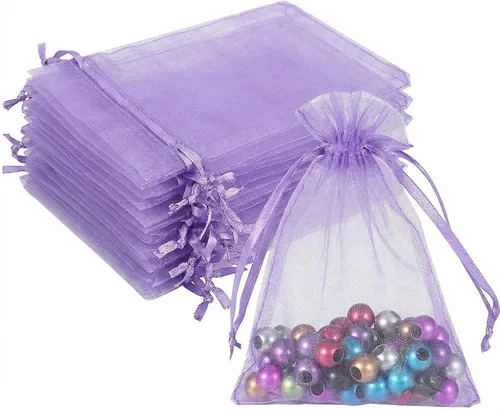 Miniatura 15 de Wudygirl 100 bolsas de organza rosa transparente de 5 x 7 pulgadas con cordón para joyería, bolsas para lápiz labial, baby shower, fiesta, boda