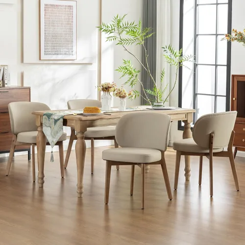Miniatura 31 de YOUNIKE Silla de comedor con respaldo alto, silla única de cocina estilo moderno de mediados de siglo, silla acentuada sin brazos de tela bouclé