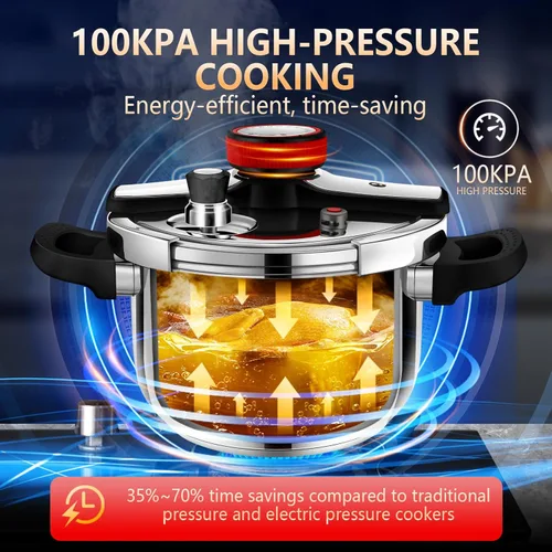 Miniatura 6 de Olla a presión de acero inoxidable de 12 cuartos de galón de cocina comercial para enlatar, compatible con gas e inducción, cocción rápida