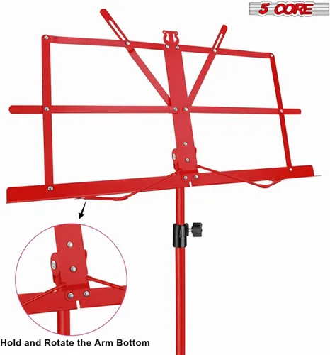 Miniatura 7 de 5 CORE Soporte de partituras portátil de doble uso para libros de escritorio, trípode ligero plegable ajustable de 52 pulgadas con bolsa de Negro