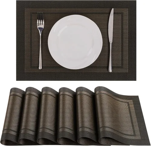 Miniatura 30 de SHACOS - Caminos de mesa de vinilo tejido, lavables, para uso en interiores o exteriores, fáciles de limpiar