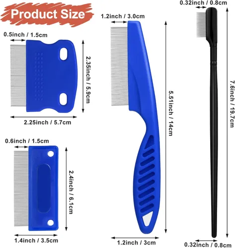 Miniatura 2 de 5 Piezas Peines para Ojos de Perro Removedores de Manchas de Lágrimas Peines de Aseo para Mascotas para Perros Pequeños Removiendo Suavemente Azul