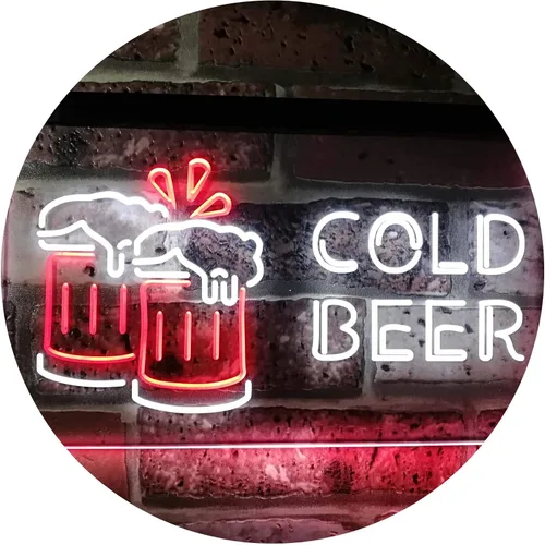 Miniatura 17 de ADVPRO Letrero de neón LED de doble color azul y rojo de 24 x 16 pulgadas st6s64-i2069-br de Cold Beer Bar Pub Club Décor azul y Red