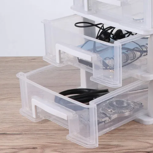 Miniatura 4 de PATKAW Contenedores de almacenamiento de plástico, cajones organizadores de cinco capas, 1 unidad de 12.4 x 8.3 x 6.0 in, gabinete de almacenamiento