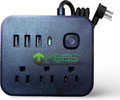 Miniatura 10 de Regleta protectora contra sobretensiones con USB C, protección 1200J, cable de extensión resistente, (7 en 1), 3 salidas de CA, 4 puertos USB, Blanco