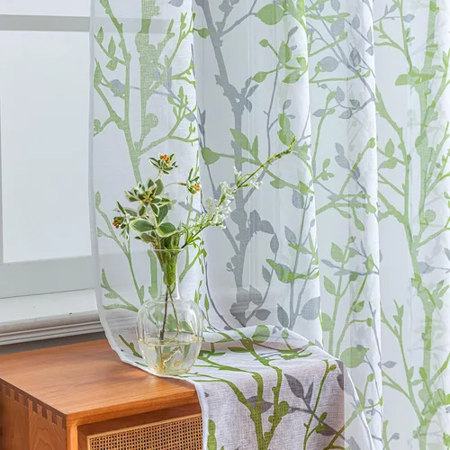 Miniatura 7 de Luvyohmee - Cortinas blancas y grises de 63 pulgadas de largo, 2 paneles, cortinas semi transparentes para ventanas para sala de estar/dormitorio