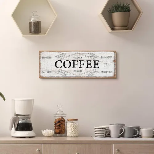 Miniatura 4 de Letrero retro para cafetería, café recién hecho, café con leche, tostado oscuro, capuchino, letrero de lienzo para decoración de bares, casa