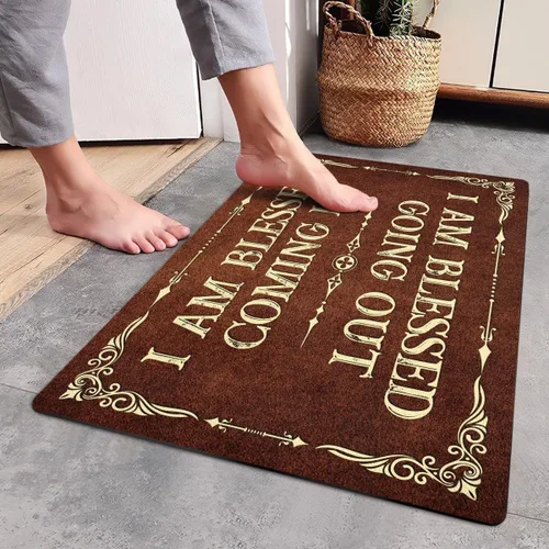 Miniatura 2 de Geerta Faithgee - Felpudo con texto en inglés "I Am Blessed Coming and Going Out", tapete religioso para entrada interior y exterior, tapete