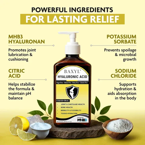 Miniatura 3 de BAXYL® - Suplemento líquido de ácido hialurónico para aliviar las articulaciones (vegano, sin gluten, sin OMG, patentado MHB3 oral) 6 onzas