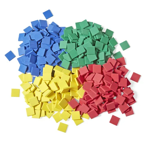 hand2mind Azulejos cuadrados de espuma, clasificación de colores, contadores de matemáticas para niños, manipuladores de conteo, cuadrados de espuma