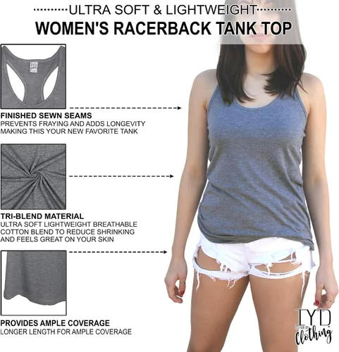Miniatura 5 de IYD Clothing Vegan AF Soft Tri-Blend Heather Gray Racerback Tank parte superior de la mujer