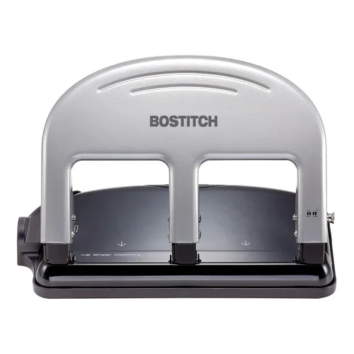 Miniatura 9 de Bostitch Oficina inPRESS 12 Perforadora de tres agujeros de esfuerzo reducido, plata/negro (2101)