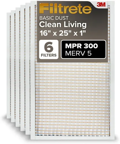 Filtrete 16x25x1 Filtro de aire para caldera/aire acondicionado, MERV 5, MPR 300, captura partículas no deseadas, filtro de limpieza de aire