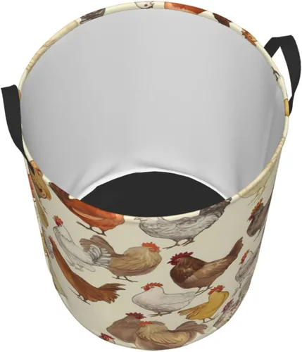 Miniatura 3 de Cesto circular con estampado de una cría de pollos impermeable, cesta organizadora de almacenamiento con asas para ropa, juguetes, pequeña