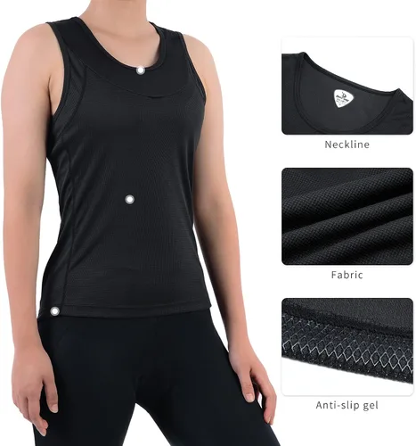 Miniatura 4 de Camiseta sin mangas de ciclismo con espalda cruzada para mujer, para interiores y exteriores, con bolsillos