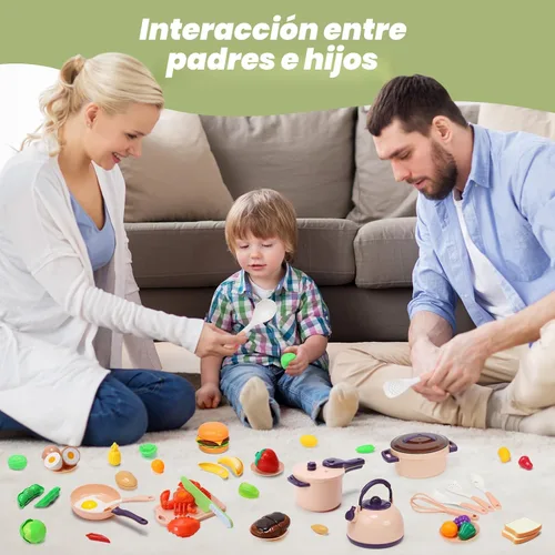 Miniatura 3 de CUTE STONE - Juego de 51 piezas de accesorios de cocina en miniatura para niños, juego de cocina de imitación con ollas, sartenes, utensilios