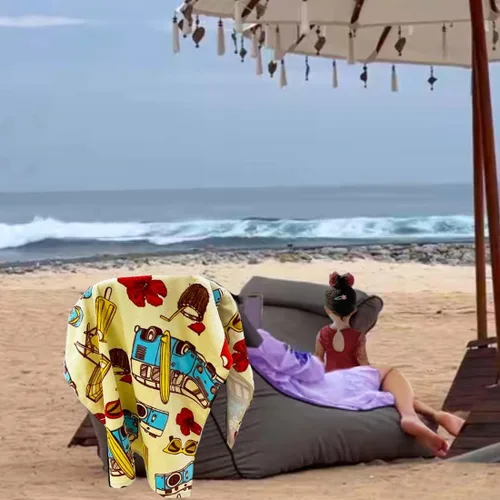 Miniatura 4 de Toalla de playa para niños, manta de rizo de terciopelo, 100% algodón, súper suave, absorbente, 25.5 x 51 pulgadas, para baño, natación, deportes