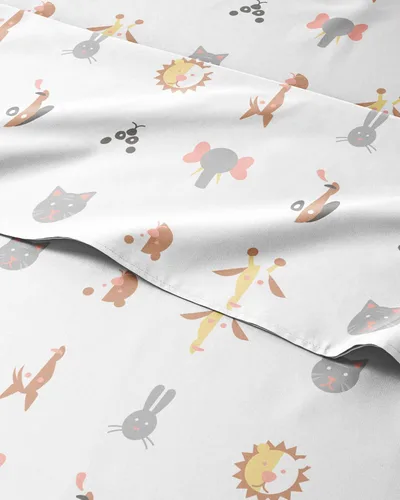 Miniatura 27 de CGK Linens Sábanas tamaño matrimonial, juego de 4 piezas, de zorro, flores, corazón, temática de animales, ultrasuave, transpirable, lavable a