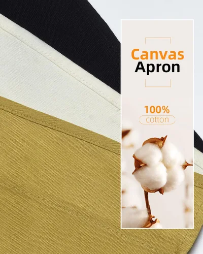 Miniatura 6 de Canvas Work Waist Apron with 3 Pocket 1 paquete de delantal utilitario de cintura negra
