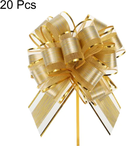 Miniatura 3 de MECCANIXITY 20 lazos grandes de 7 pulgadas para envolver regalos, cinta de organza dorado champán para cestas de boda, regalos de fiesta de Navidad