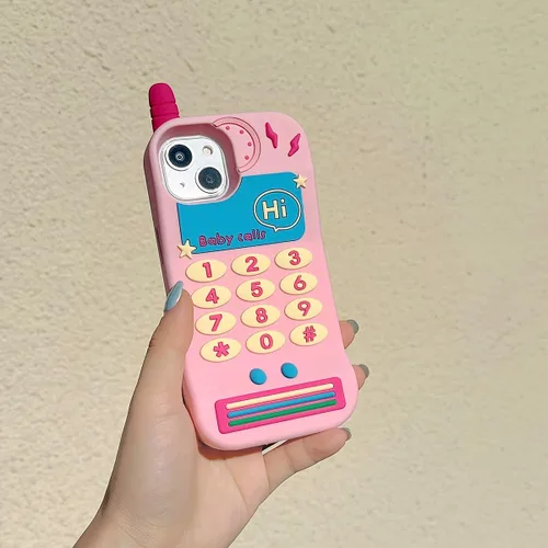 Miniatura 5 de Funda de silicona suave compatible con iPhone 11, lindas fundas de teléfono divertidas de dibujos animados 3D en rosa retro clásico para mujeres