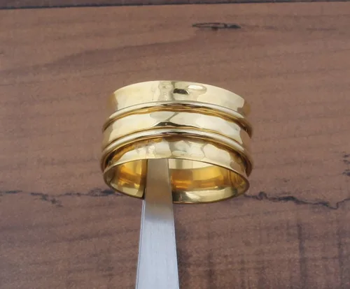Miniatura 5 de Gold Plated Spinner Ring, Gold Plated Brass Fidget Anxiety Spinner Ring, Peridot Band For Women, Hand Hammered Worry Spinner Ring Gift