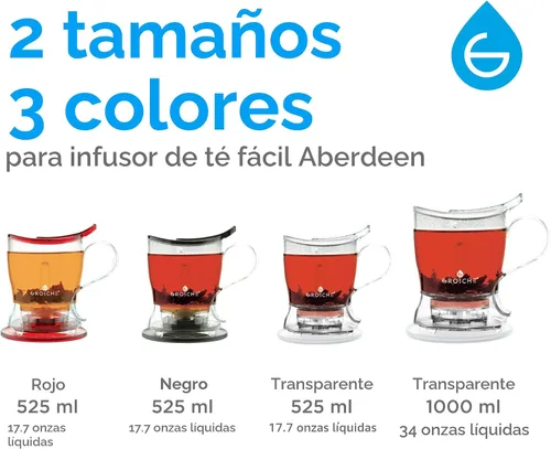 Miniatura 9 de GROSCHE Aberdeen - Infusor de té y tetera inteligente, sin BPA, diseño sin goteo, posavasos Fácil de preparar Fácil de limpiar Elaboración