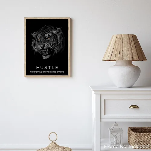 Miniatura 7 de Inspirational Wall Art Co. - Hustle - Pósteres con citas motivacionales de éxito de Tiger Focus - Impresión para el hogar, oficina, negocios