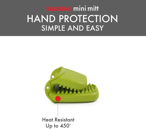 Miniatura 3 de Dexas Mini guante de horno de silicona con puntas elevadas, resistente al calor hasta 450 °F, verde, apto para lavavajillas de 3.5 pulgadas