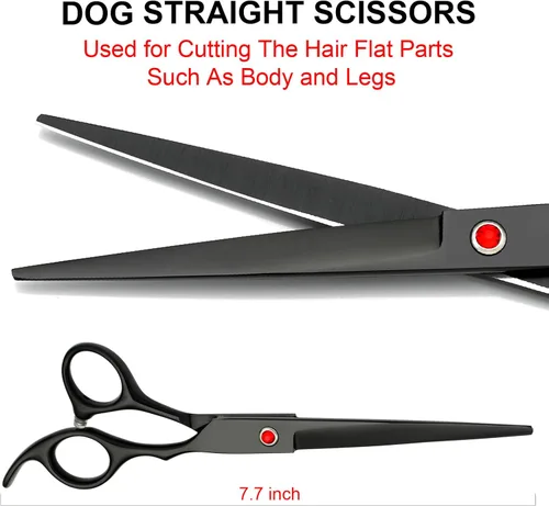 Miniatura 4 de Kit profesional de tijeras de aseo para perros, color negro, 5 en 1, tijeras para aseo de perros 6CR de acero inoxidable de alta calidad, kit