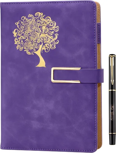 Miniatura 11 de Fanery sue Tree of Life - Diario de escritura recargable para mujeres y hombres, cuaderno de tapa dura de piel sintética, A5, rayado universitario