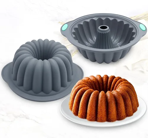 Miniatura 6 de Tongjude 4 moldes de silicona para tartas de tubo estriado, 10 tazas de molde para hornear, molde de gelatina, moldes de silicona para pasteles