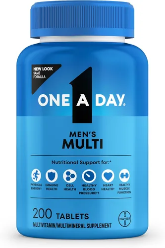 One A Day Suplemento multivitamínico para hombre con vitamina A, vitamina C, vitamina D, vitamina E y zinc para apoyo a la salud inmunológica, B12,